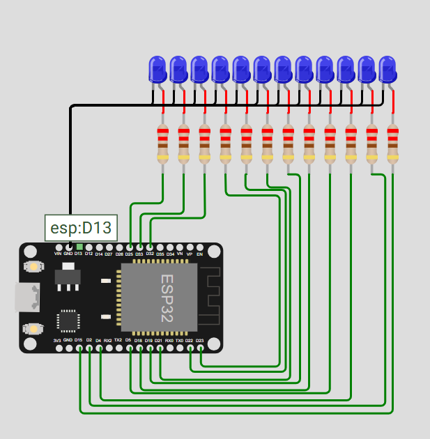 Schematic diagram showing an Arduino connected to an LED and a push button.